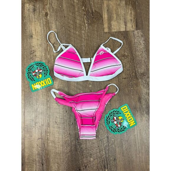 Dixxon Flannel Co Serape Striped Pink Bikini Two Piece Swimsuit Women's S NWT - Picture 1 of 8